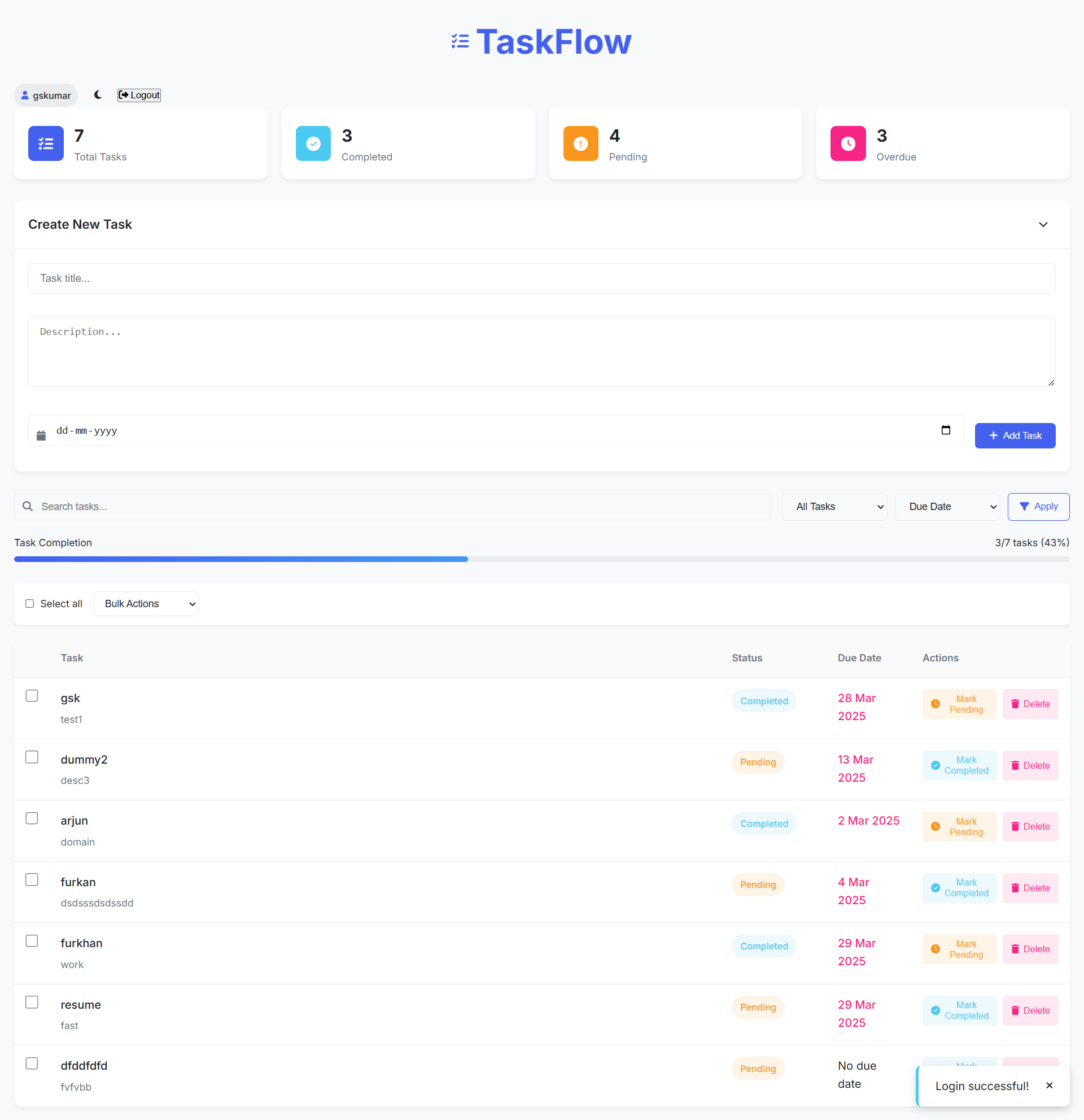 Task Manager Dashboard
